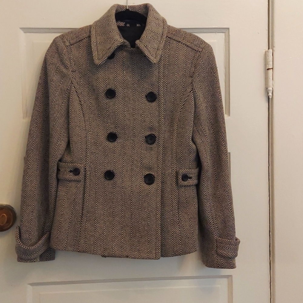Pea Coat - black and white